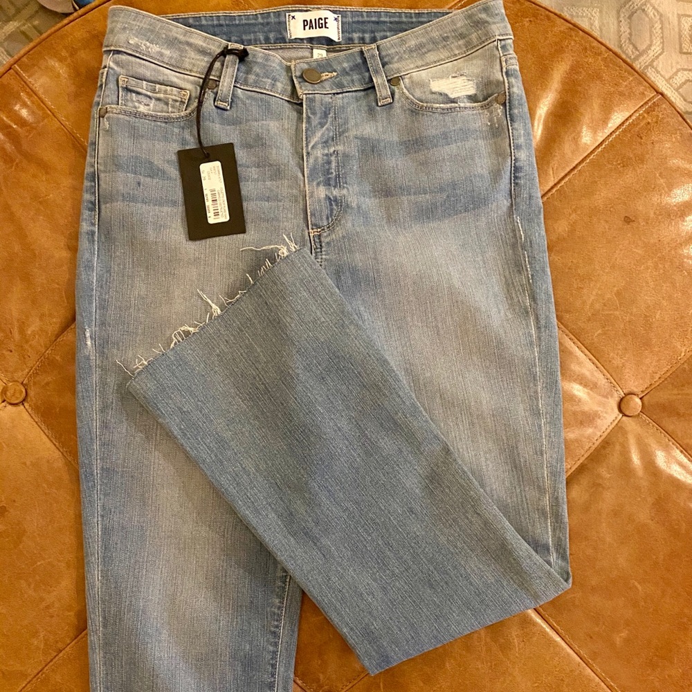 Paige Colette Crop Flare Jeans Raw Hem NWT